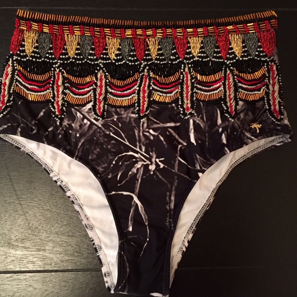 NWT Agua De Coco High Waist Beaded Bikini Bottoms - Picture 5 of 7